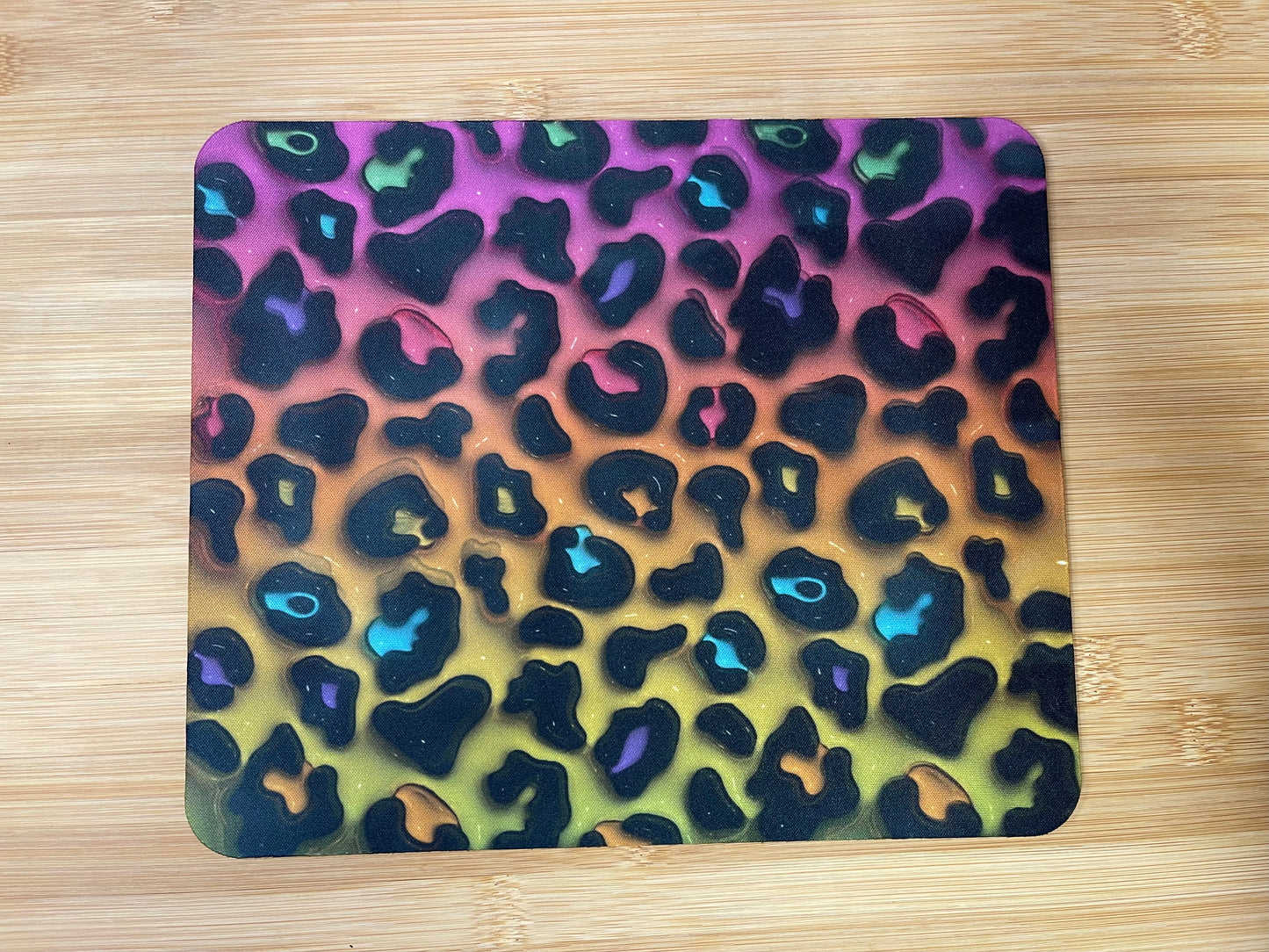 Hot pink, Orange, Lime green Leopard print Mouse Pad