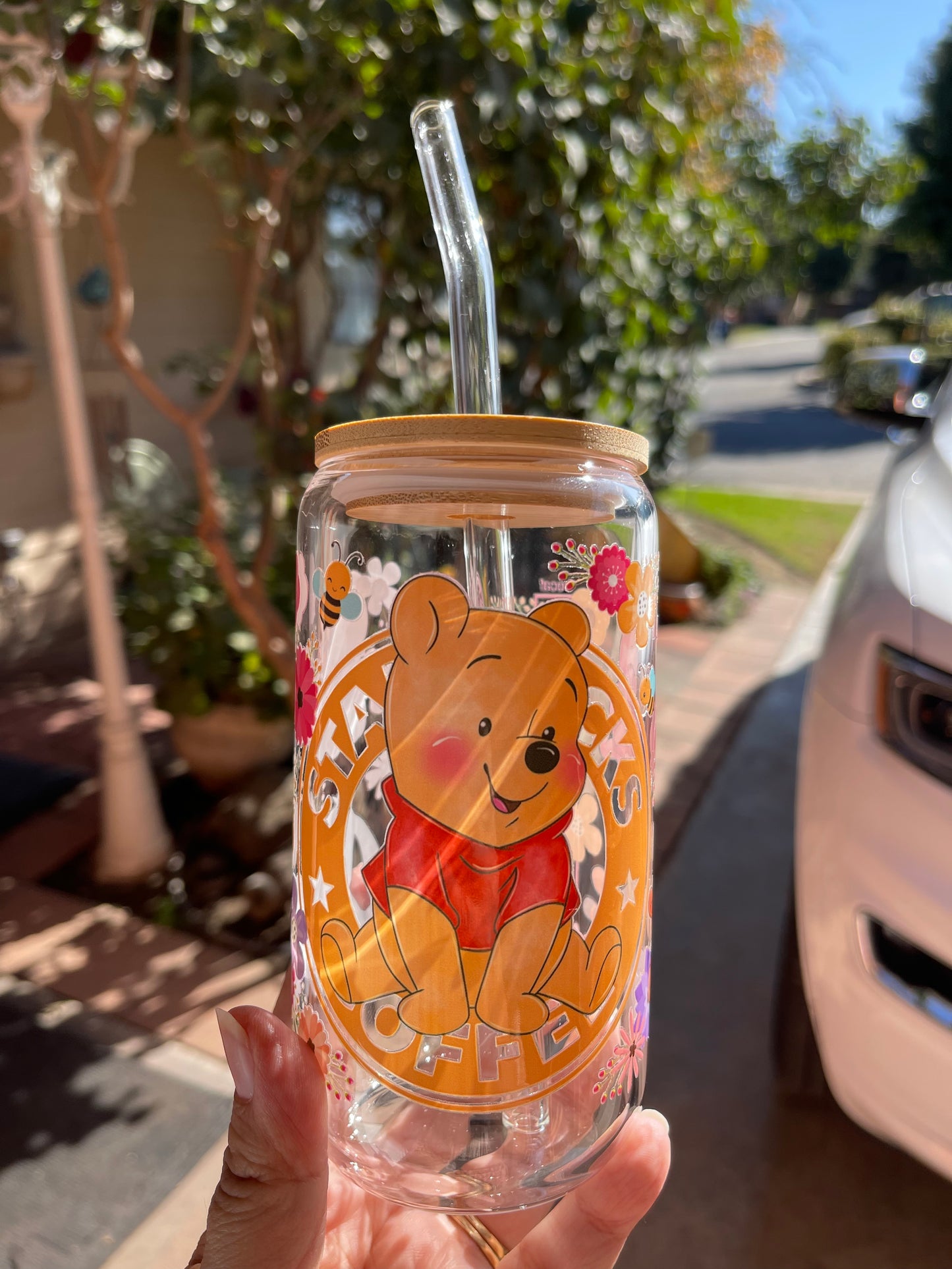 Cute Honey Bear Glass Cup