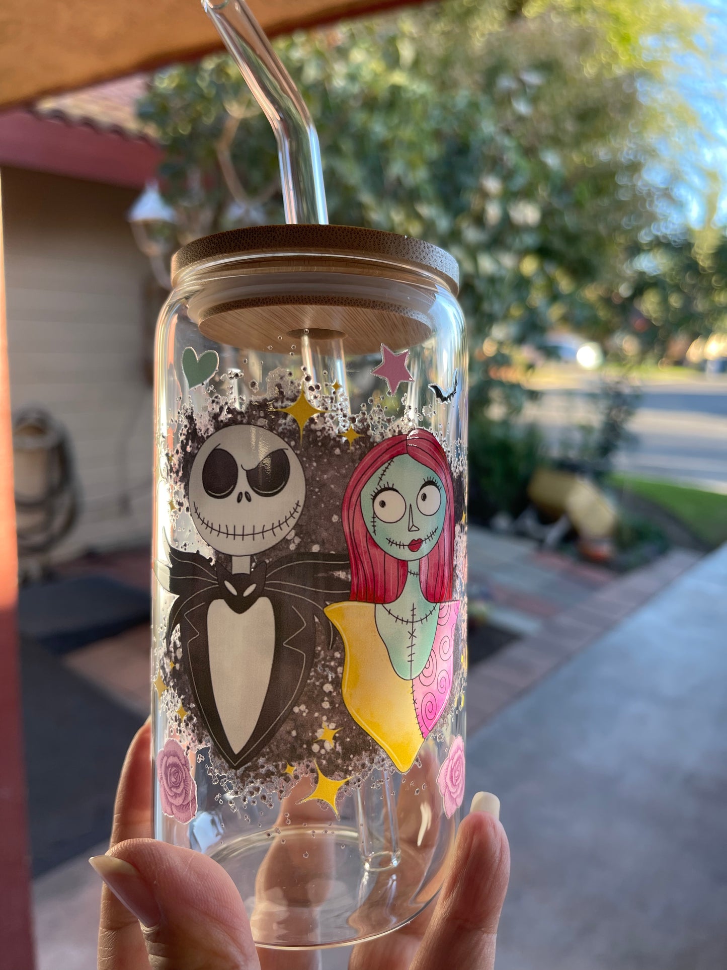 Skeleton & Rag Doll Glass Cup