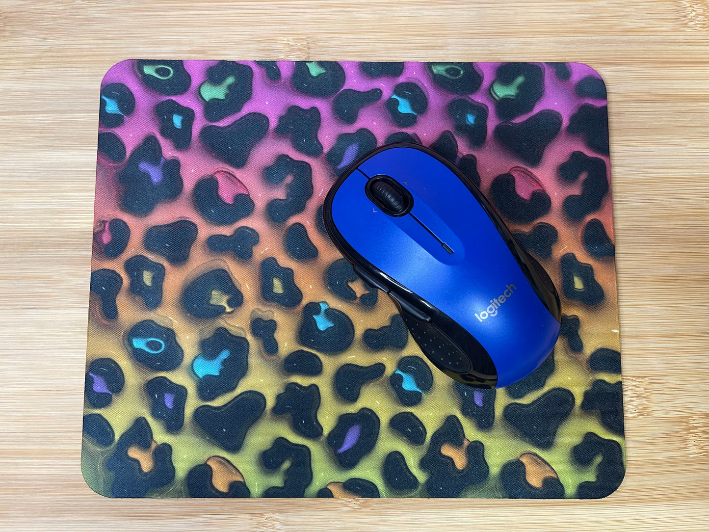 Hot pink, Orange, Lime green Leopard print Mouse Pad