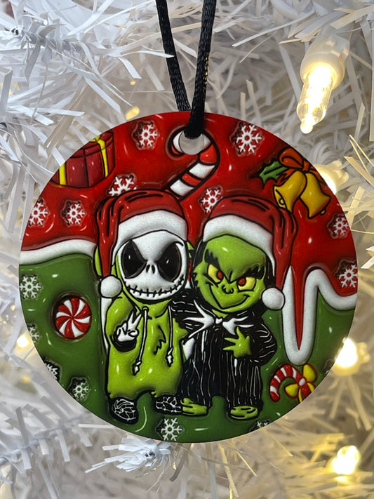 Skeleton & Grinch Ornament