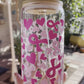 Breast Cancer Pink Ribbon & Hearts Glass Cup